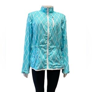 Izod Golf Performance  Blue White Wind Breaker Zip Off Sleeves Size XL